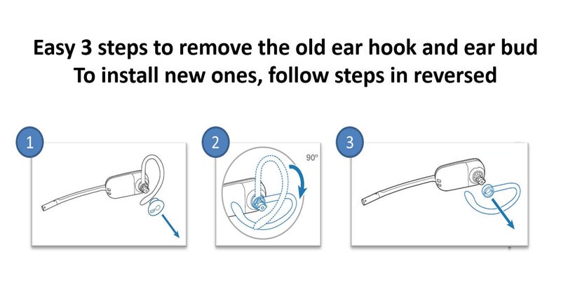 WirelessFinest 3X Same Size Replacement Earbuds Ear Tips + Ear Hook Loops + Foam Spare Fit Kit for Plantronics CS540 Savi W440 W740 W745 WH500 EarLoops EarHook Ear Bud Sleeve Part (Medium M) - Image 4